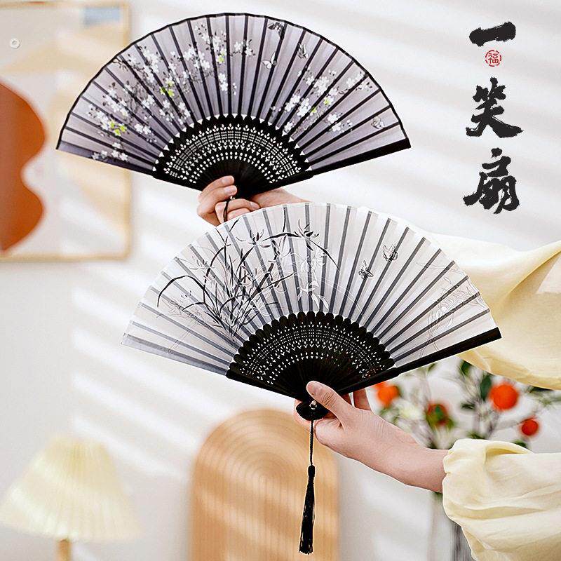 扇子古风折扇中国风汉服旗袍男女舞蹈夏季随身便携折叠流苏小巧扇