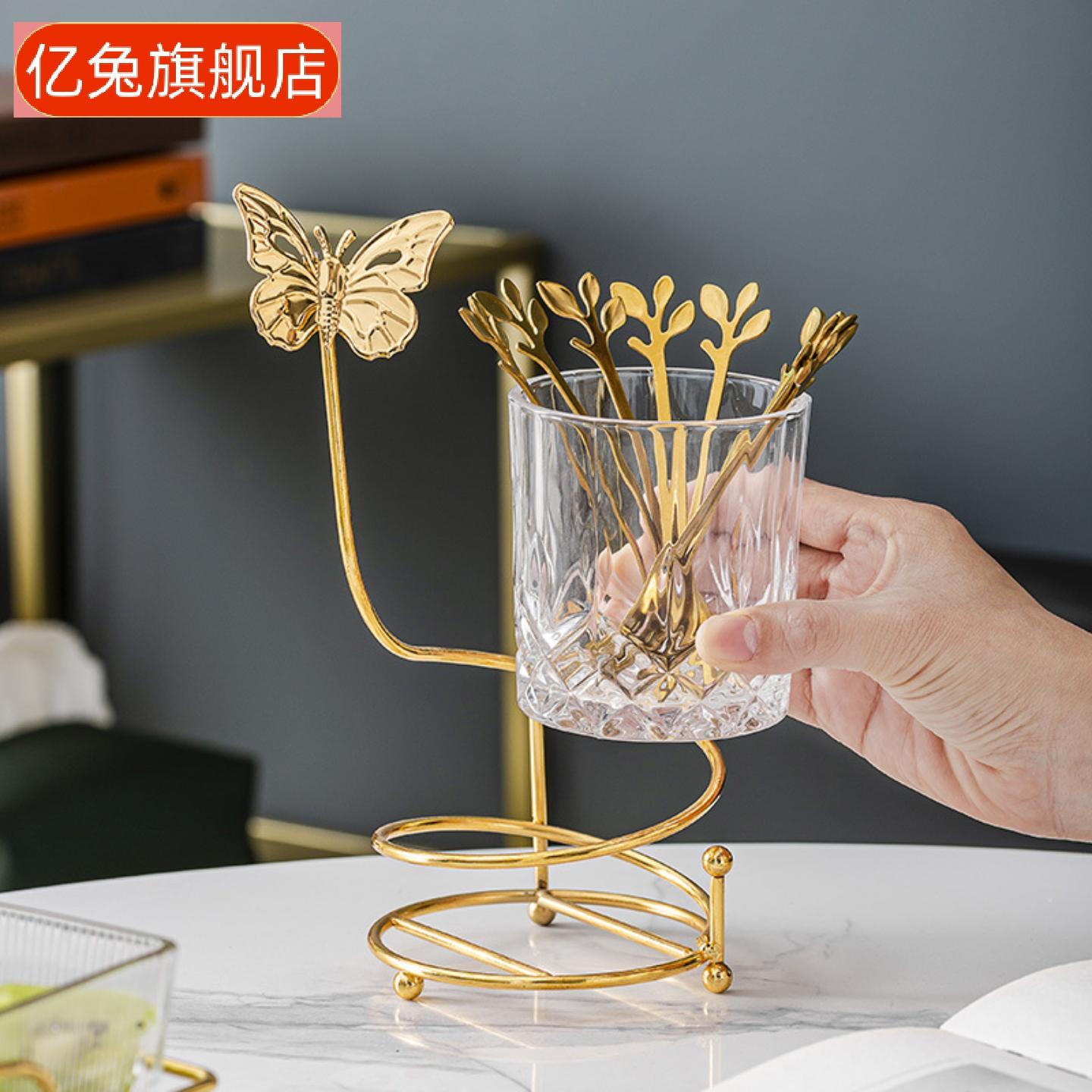 北欧轻奢玻璃水果叉套装含创意与