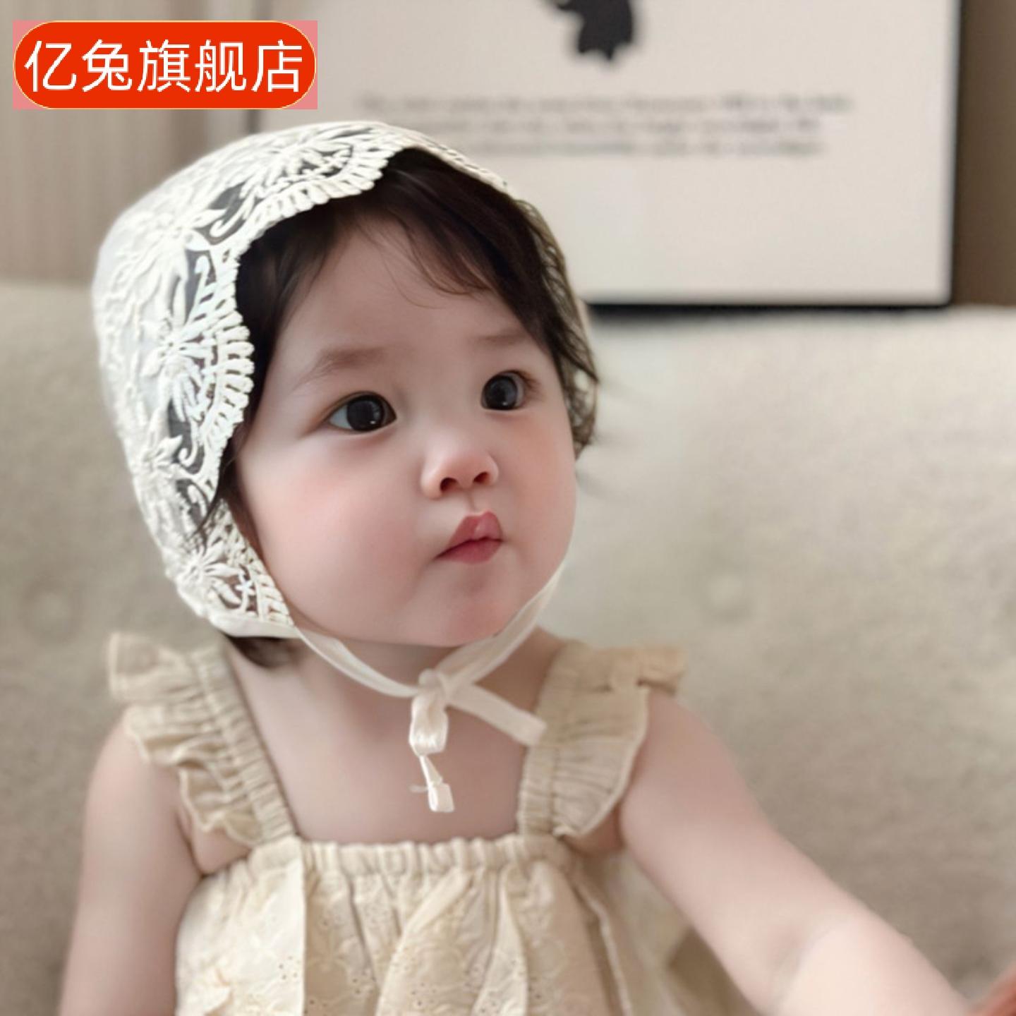 夏季薄款婴儿蕾丝花边公主遮阳帽