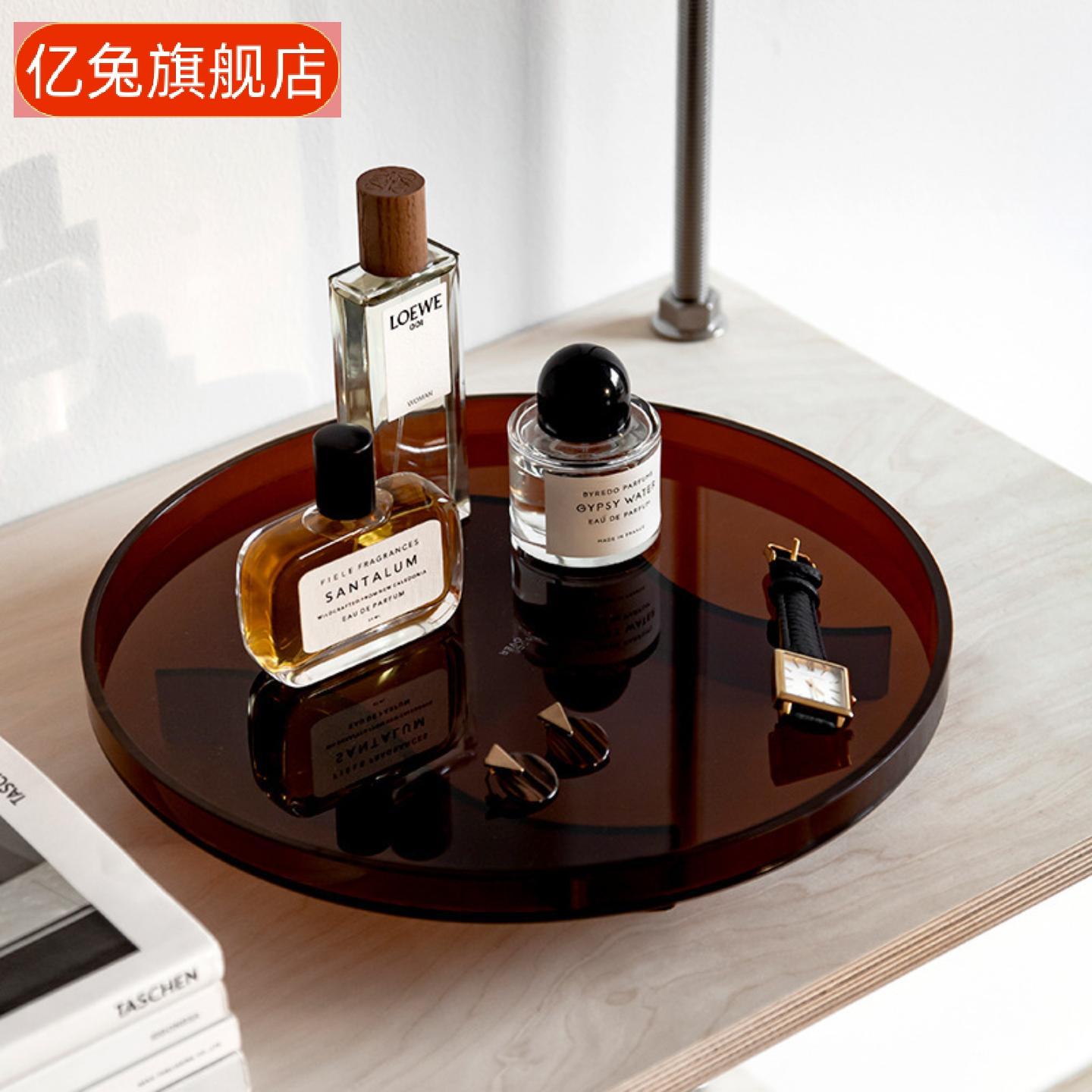 直销家用亚克力圆形茶盘托盘创意