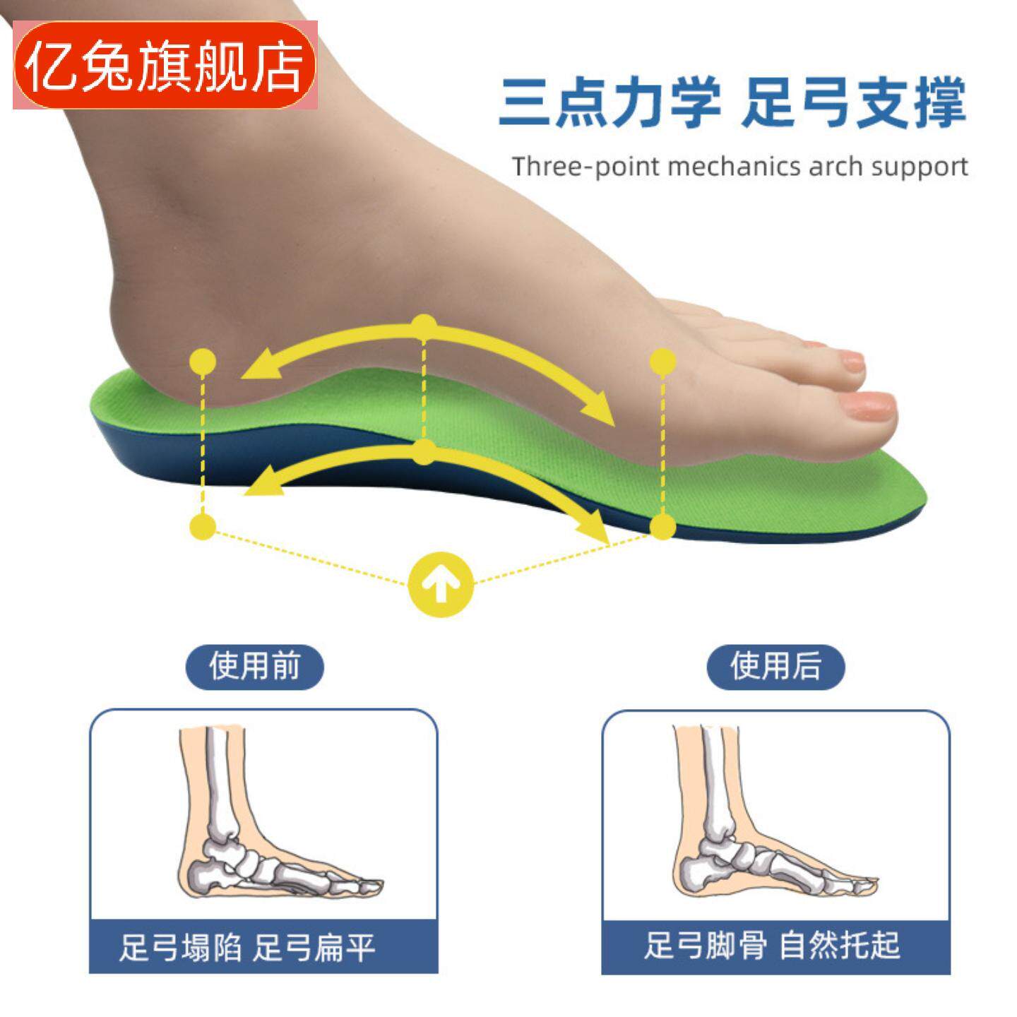 儿童扁平足足弓支撑矫形矫正鞋垫男女可裁剪吸汗防臭运动鞋垫