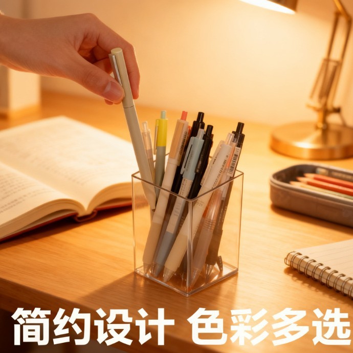 简约亚克力透明文具收纳笔筒