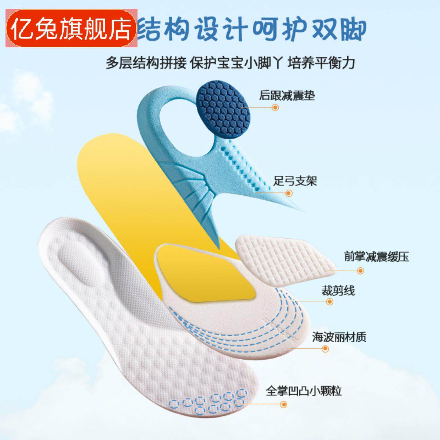 儿童泡棉鞋垫小孩男童女童宝宝透气可裁剪软运动春秋夏季