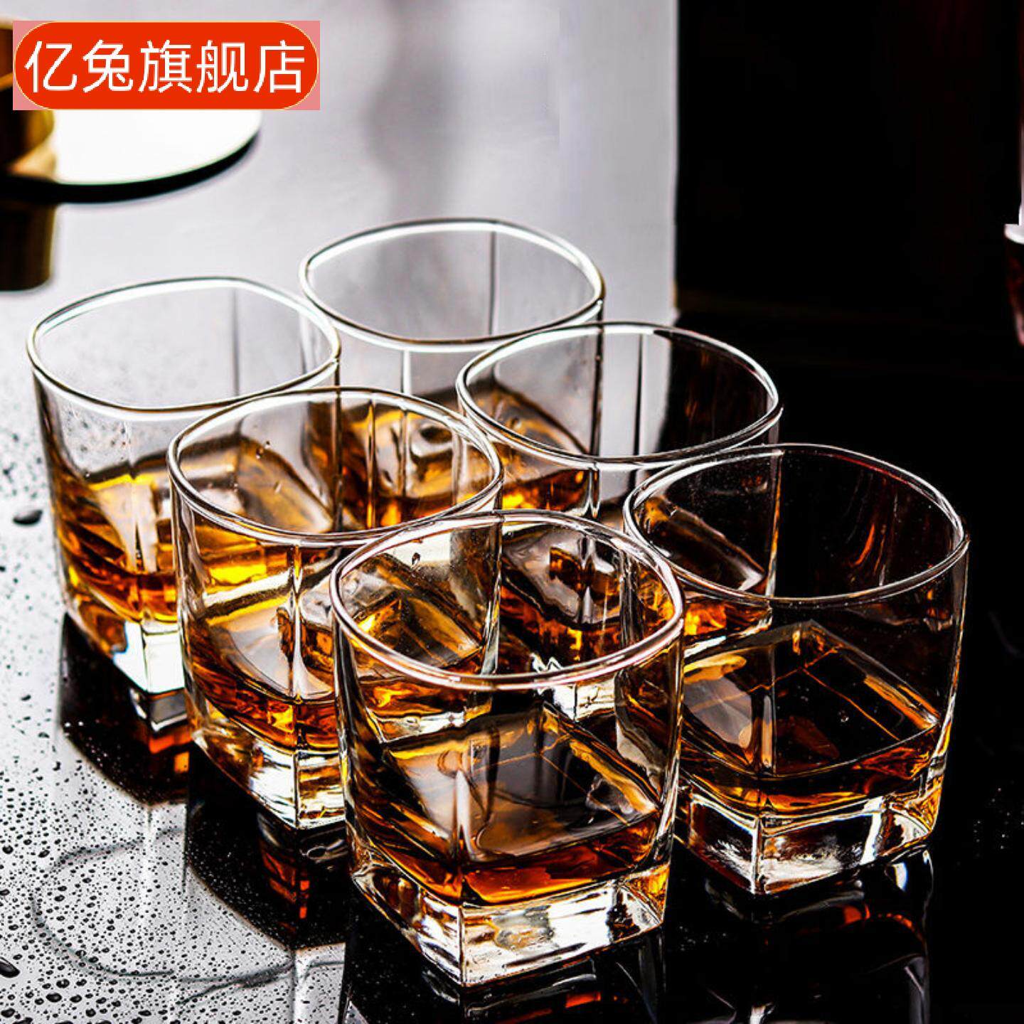 加厚啤酒杯+四方威士忌套装|