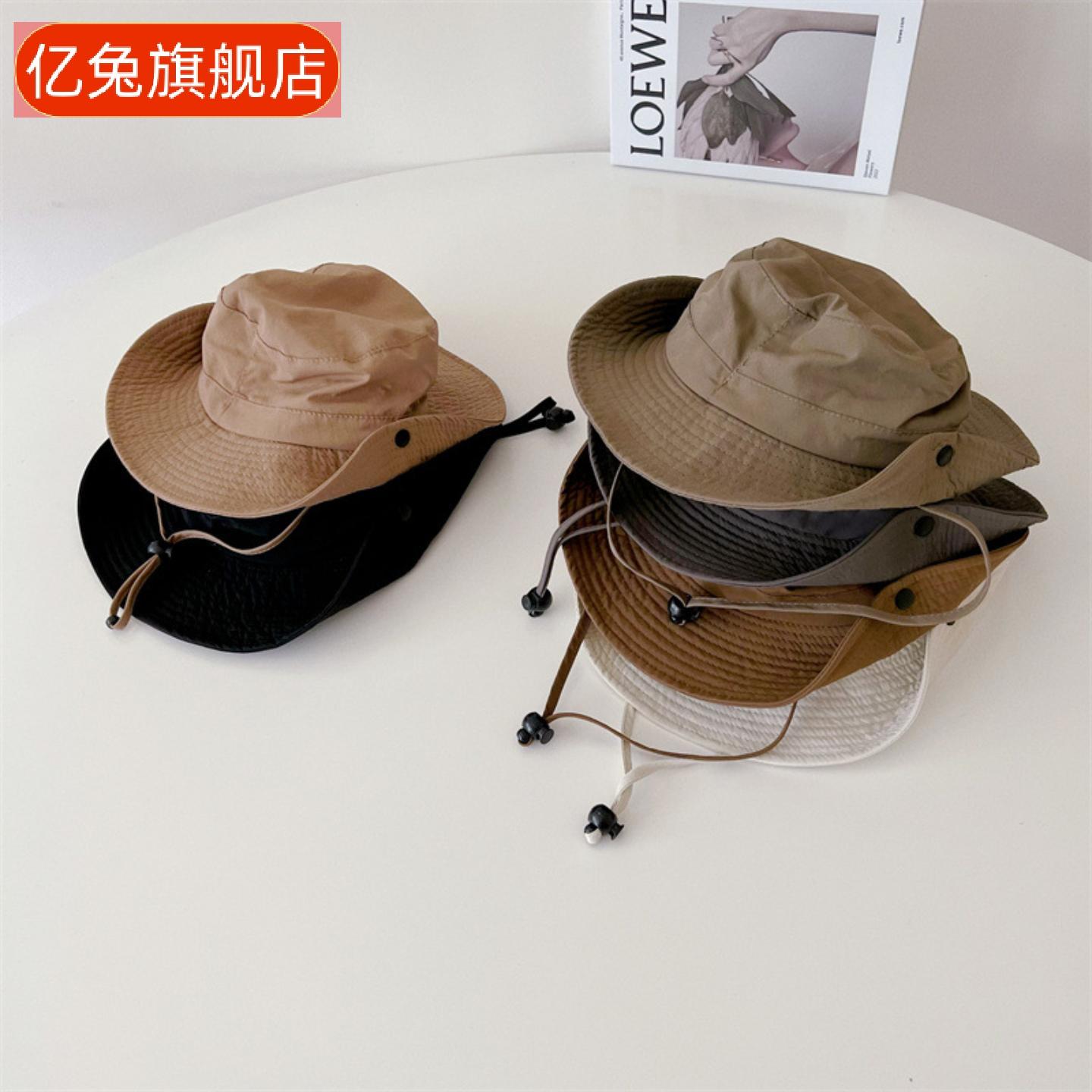 日系复古儿童户外防晒渔夫帽亲子