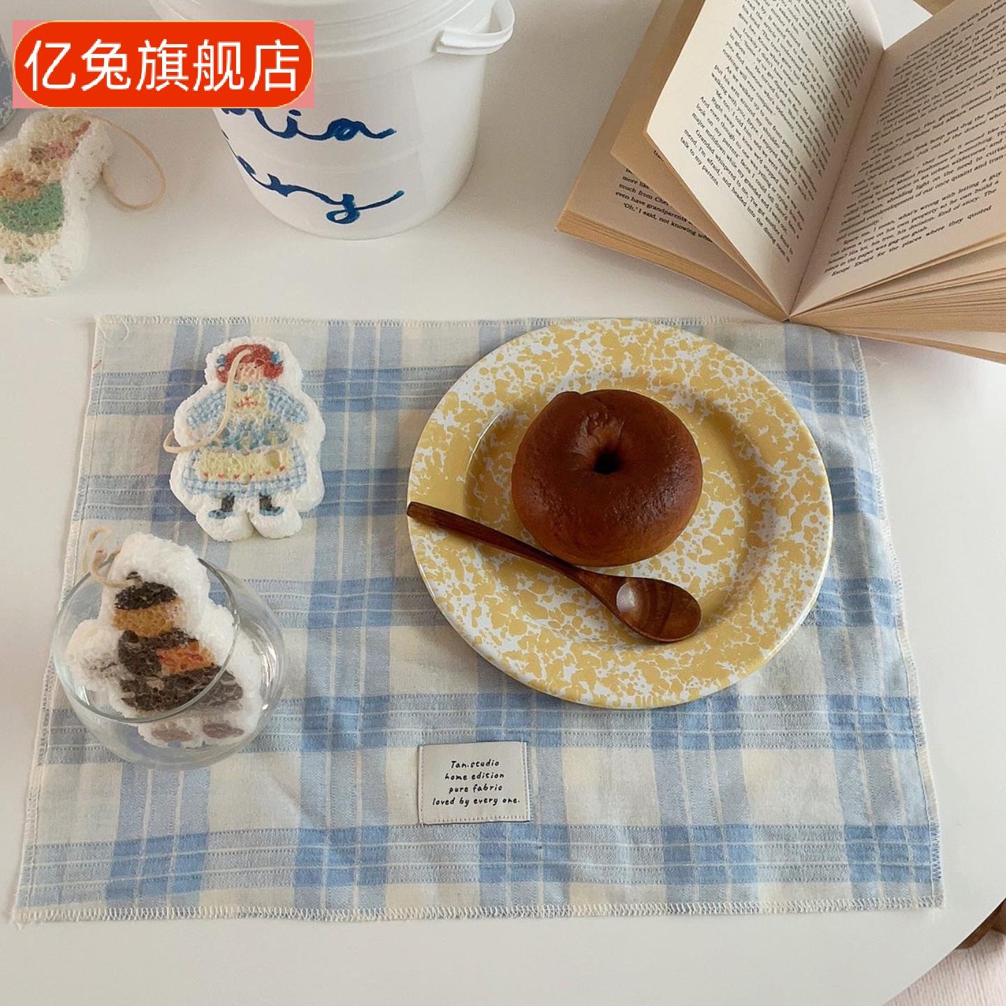 格子餐垫韩式双层棉质格纹餐布