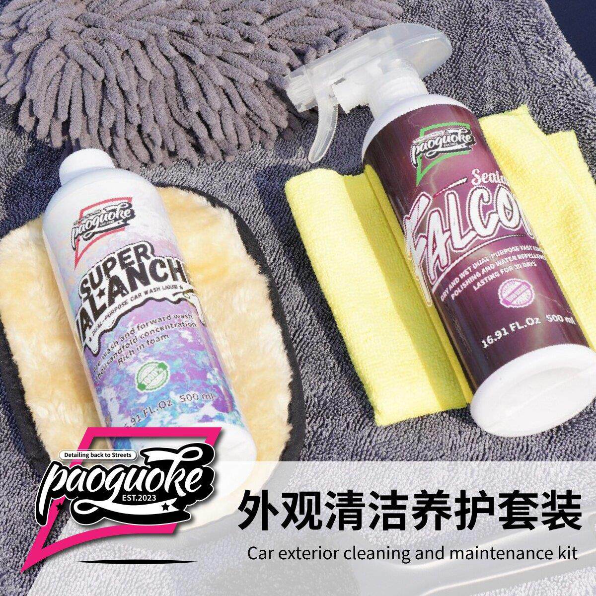 PAOGUOKE汽车外观清洁养护套装洗车液封体剂镀膜洗车手套毛巾工具