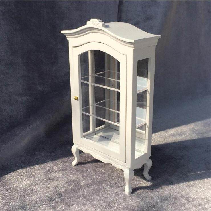 1:12娃娃屋DOLLHOUSE微缩模型屋迷你家具配件纯白弧顶珍藏柜子