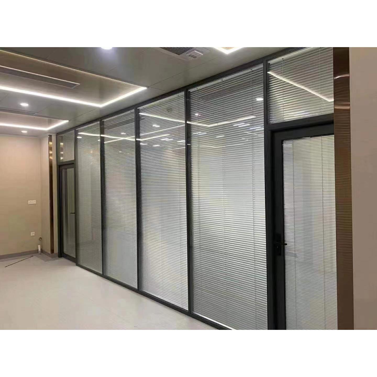 昆明双层钢化玻璃隔断墙办公室高隔铝合金百叶隔断活动折叠门隔断