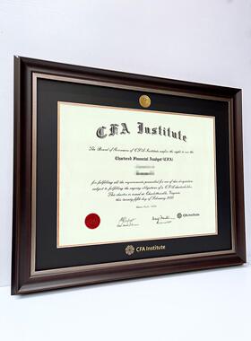 CFA毕业证书装裱框金融分析师证书实木框a2装裱框画框相框挂墙