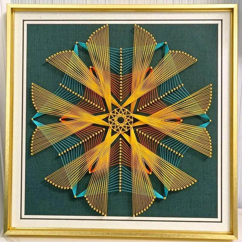 2024新款 几何图钉子绕线画材料弦丝手工团建手作客厅抽象装饰画