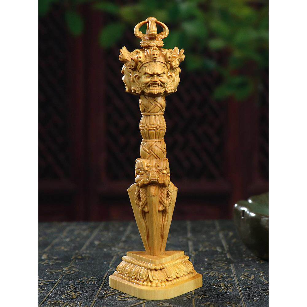 黄杨木雕木质雕刻普巴金刚杵降魔橛密宗法器摆件装饰品手把件挂件