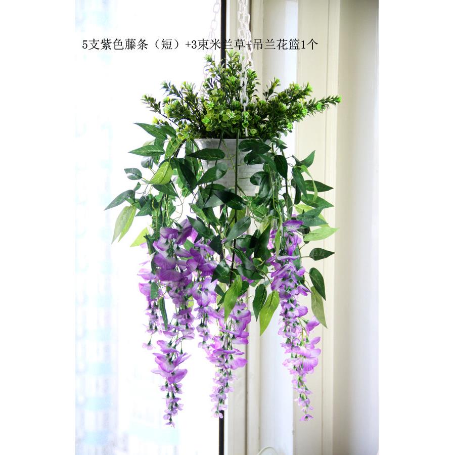 采购产品田园风格挂兰花套，浪漫的紫藤花，清新悦目的人造花套，