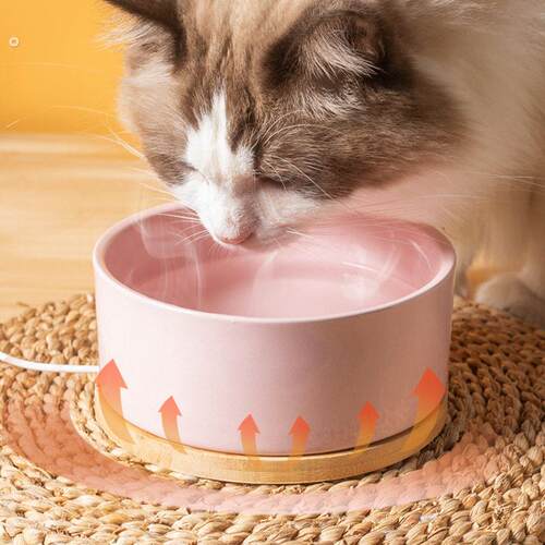 猫碗陶瓷恒温猫咪饮水机水碗加热冬季喝水碗猫食盆猫咪碗狗狗食盆