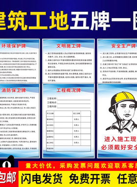 建筑工地五牌一图安全标识牌八大员岗位职责制度牌十牌两图现场警