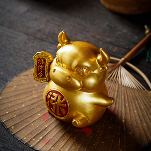 中式生肖牛招财茶宠茶玩摆件精品开业乔迁送礼创意涨停令桌面装饰