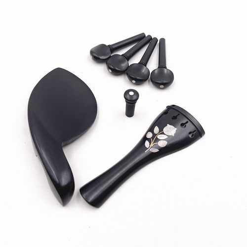 小提琴配件 乌木配件4/4  琴轴/尾柱/腮托/雕刻拉弦板