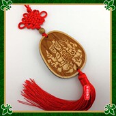 家居饰品汽车内挂饰平安吉祥串 中式 桃木雕 马头观音车挂件