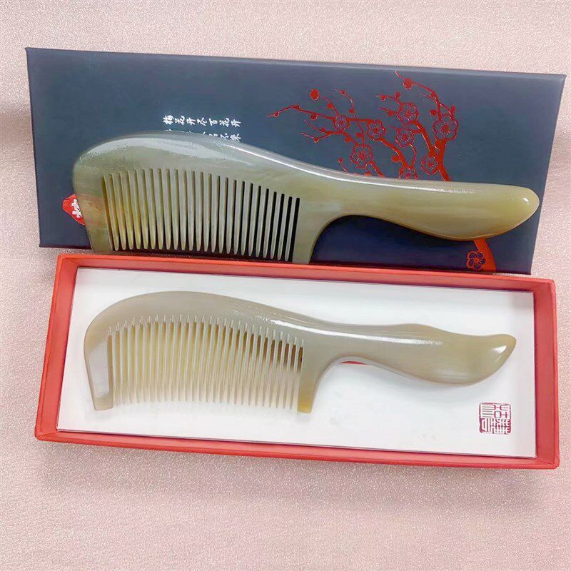 经典圆柄加厚质量牛角梳中号家用精品正宗牦牛角防静电1把装