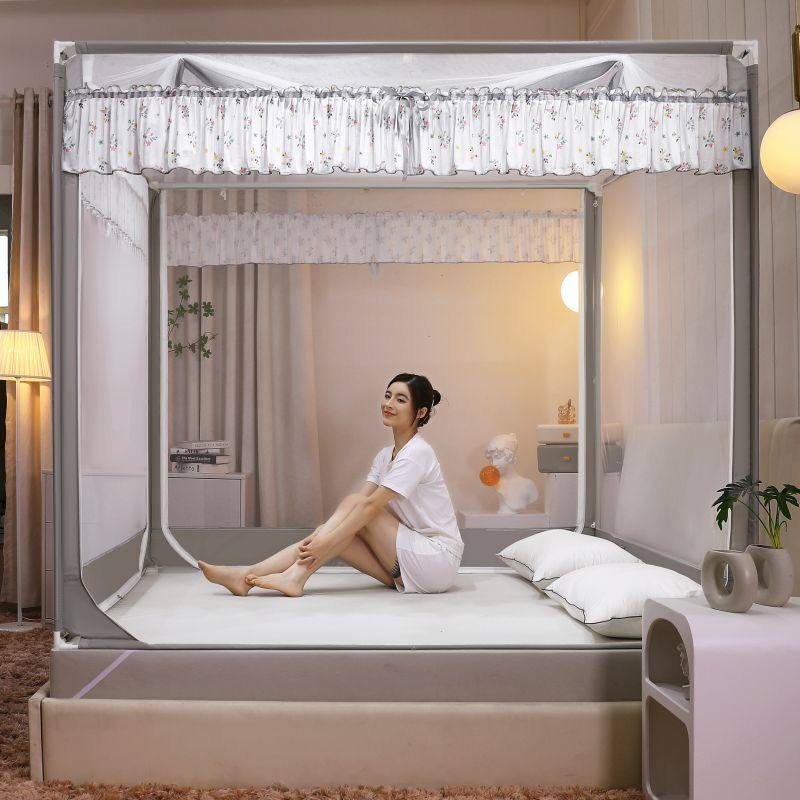 蚊帐家用2023新款卧室防摔儿童宝宝防掉床带支架坐床式外穿纹账夏,床上用品,蚊帐,淘宝优惠券,粉丝福利购,淘宝优惠卷