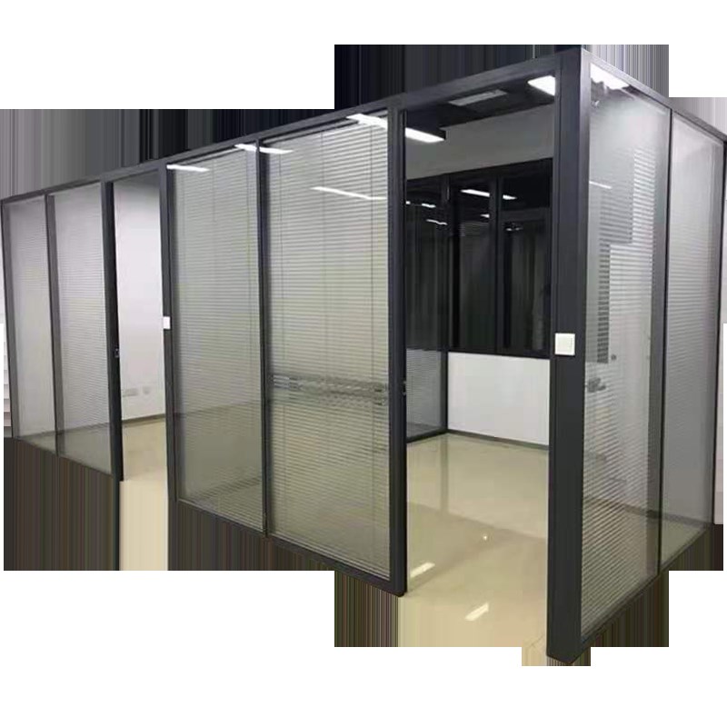 北京办公室玻璃隔断墙 双玻内置百叶隔断 铝合金钢化玻璃高隔断墙