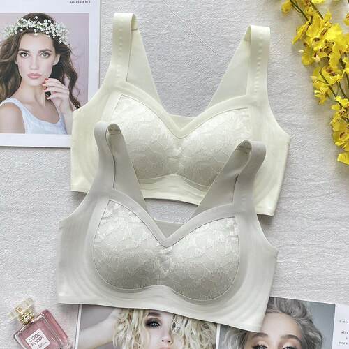 古妃正品无痕背心蕾丝薄杯内衣女聚拢收副乳无钢圈运动睡眠文胸罩