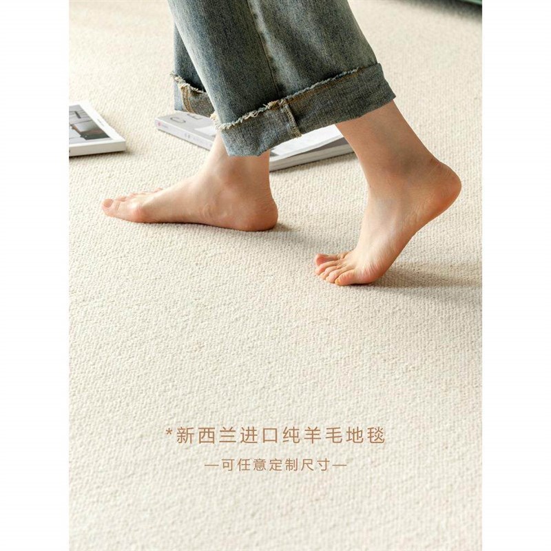 进口羊毛客厅茶几毯卧室地毯定制纯色地垫家用入户门地垫2026新款