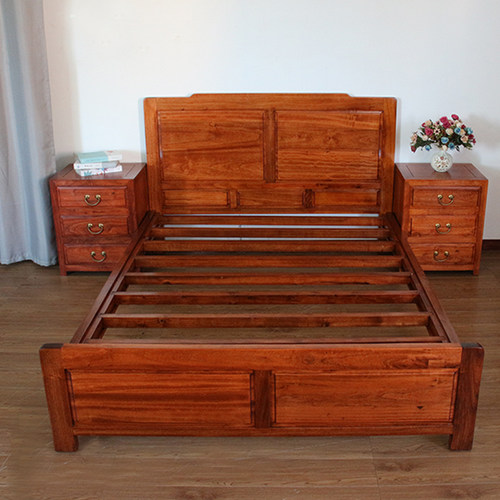 中式香樟木全实木床1.5米/1.8米双人床纯实木卧室家俱樟木实木床