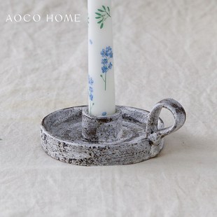 侘寂风陶瓷香薰烛台摆件可手持做旧复古蜡烛烛台底座底托装饰品