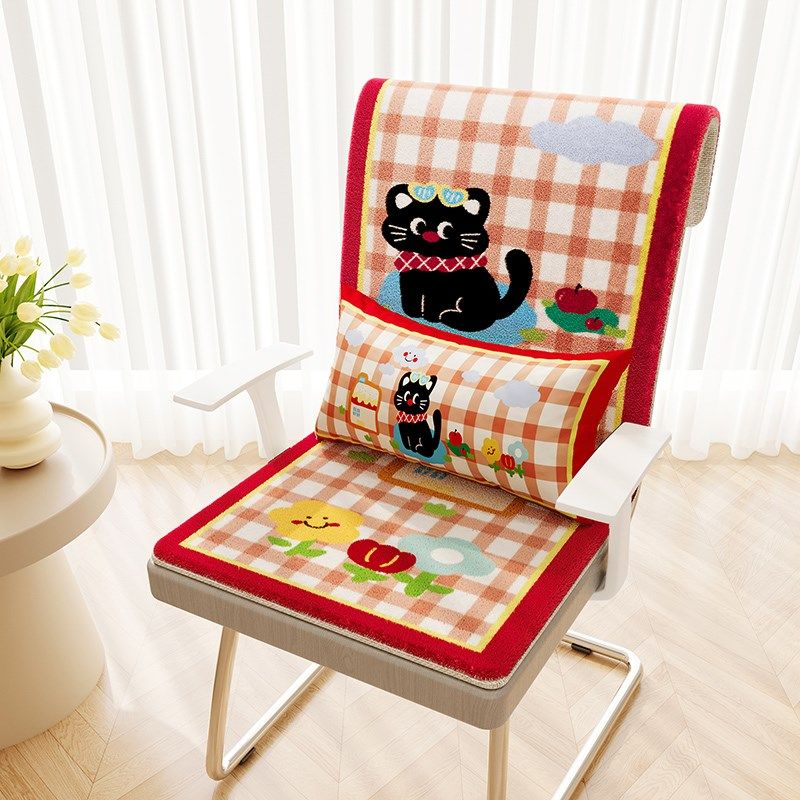 冬季毛绒椅垫办公椅坐垫靠背靠垫一体式屁垫软席抱枕腰枕靠枕套装,居家布艺,椅垫,淘宝优惠券,粉丝福利购,淘宝优惠卷