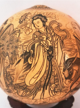 名家精工雕刻把玩手捻微雕针刻彩雕文玩天然鸡蛋葫芦收藏品摆件