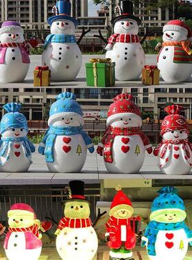 雪人摆件玻璃钢圣诞老人礼盒雕塑商场景区圣诞新年节日打卡美陈