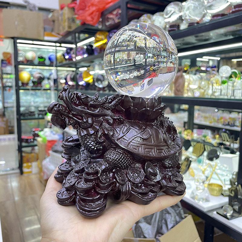 大号龙龟水晶球球托 树脂工艺品摆件龙龟莲花托 居家风水摆设