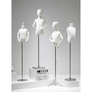 白色儿童模特道具橱窗服装展示架全身男女小孩童装店铁底座假人台