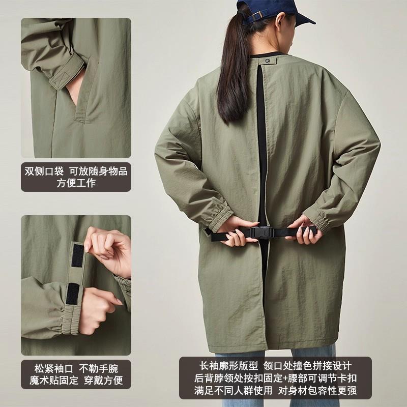 长袖工装防水泼水罩衣宠物新款咖啡餐饮工作服厨房定制围裙男女
