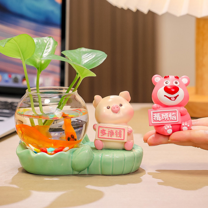 莫生气新款水培摆件家居客厅桌面治愈系装饰品办公桌绿萝插花花瓶,家居饰品,花瓶,淘宝优惠券,粉丝福利购,淘宝优惠卷