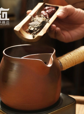 老岩泥大口径过滤侧把煮茶壶养生花普洱老白茶慢火煮茶电陶炉套装