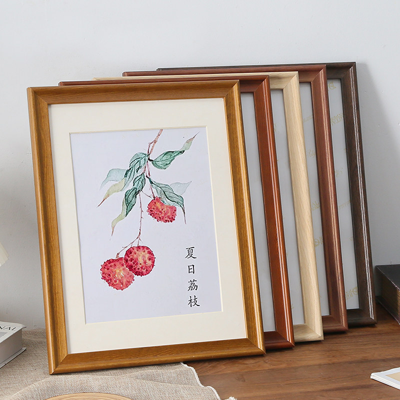 中式实木挂墙相框装裱画框创意像框镜框原木A3a4拼图框12寸8k外框