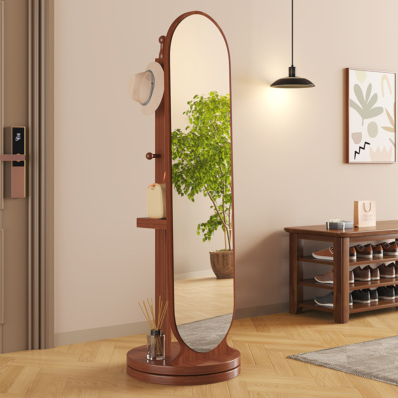实木全身镜落地镜家用卧室可旋转移动试衣镜子带挂衣架一体穿衣镜,住宅家具,穿衣镜,淘宝优惠券,粉丝福利购,淘宝优惠卷