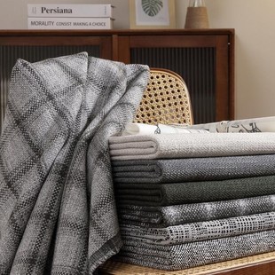 77高端罗杰格子粗麻布料面料定制做沙发坐垫套靠背套罩笠全包拉链