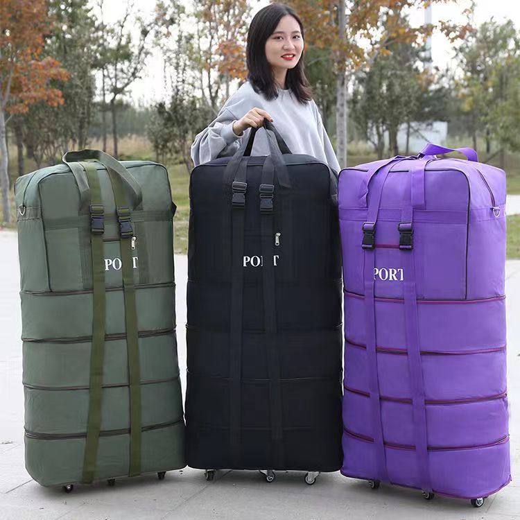 2024年新款可背可手拉旅行包大容量折叠带滑轮行李袋学生毕业搬家,收纳整理,被子防尘袋,淘宝优惠券,粉丝福利购,淘宝优惠卷