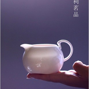 见山阁无欲潮州工夫茶正宗骨瓷超薄公道杯小号纯白陶瓷分茶器