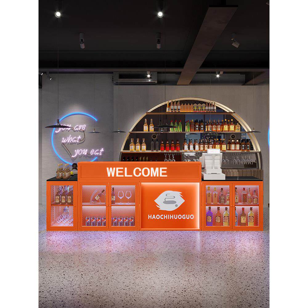 铁艺工业风吧台收银台网红潮店台球厅奶茶店转角前台健身房接待台