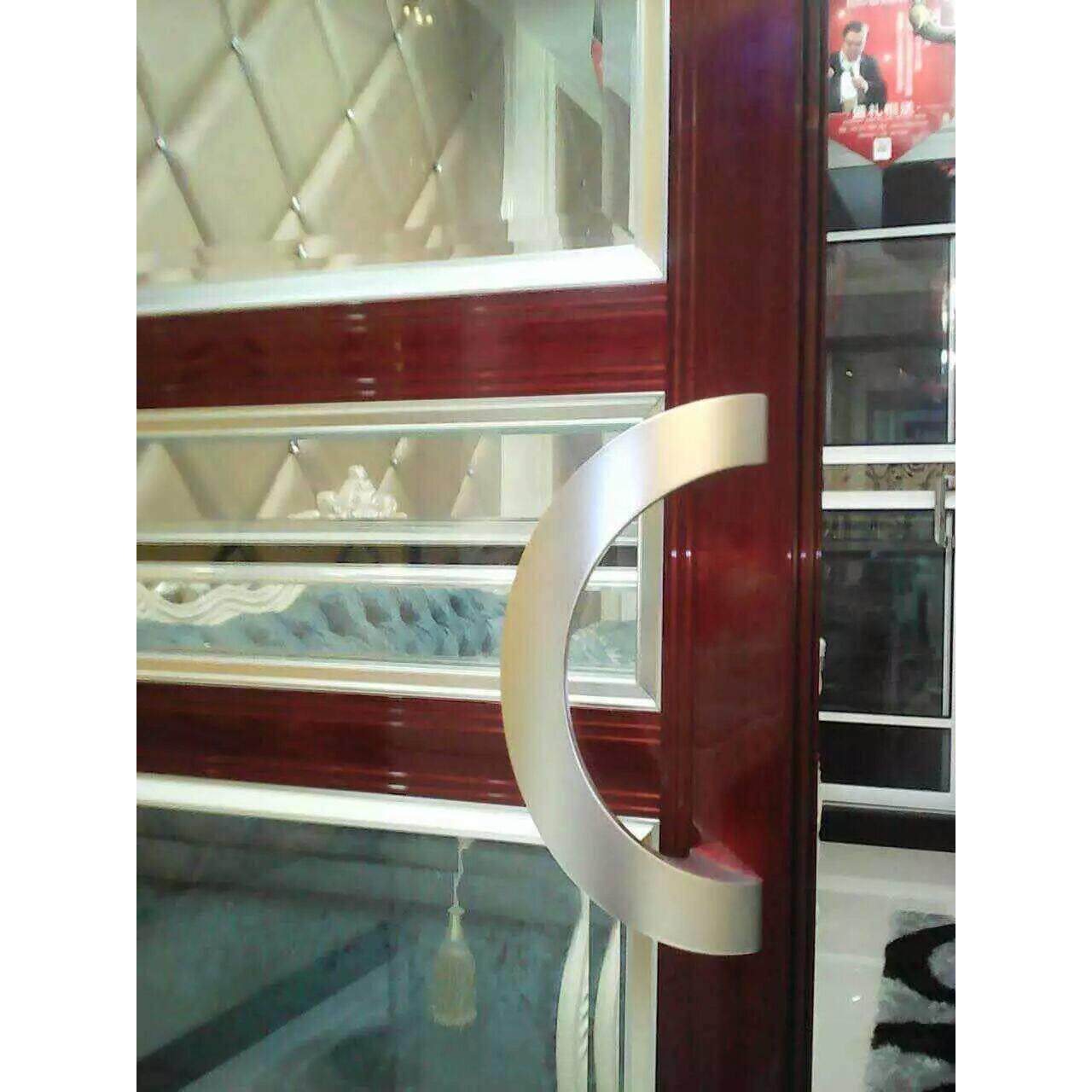 加厚半圆玻璃门拉手淋浴房把手简约太空铝木门把手实心铝合金把手