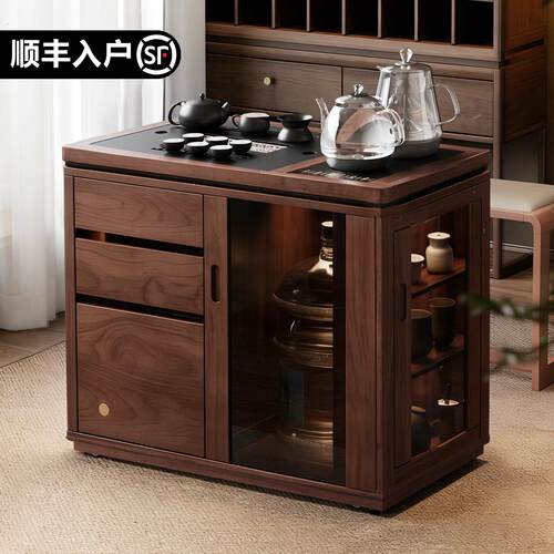 实木移动茶水柜家用茶车烧水壶一体阳台煮泡茶桌茶具茶台小型边几