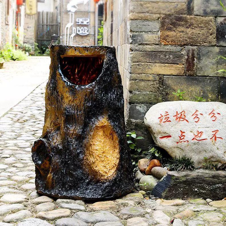 仿树桩垃圾筒大号防腐木玻璃钢园林树墩果皮箱树洞景区公园垃圾桶