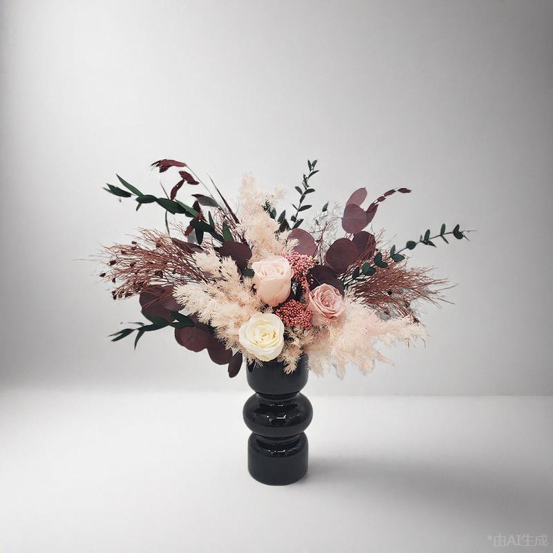 进口永生花真花卡布奇洛玫瑰轻奢客厅装饰干花花束生日礼物