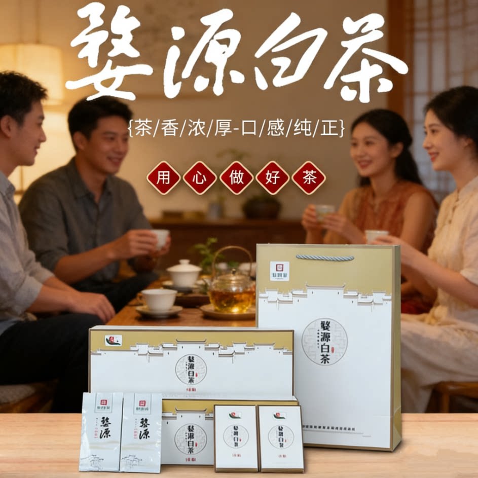 婺源高山老白茶叶陈年贡眉烟条包装送礼盒装江西特产热销伴手礼
