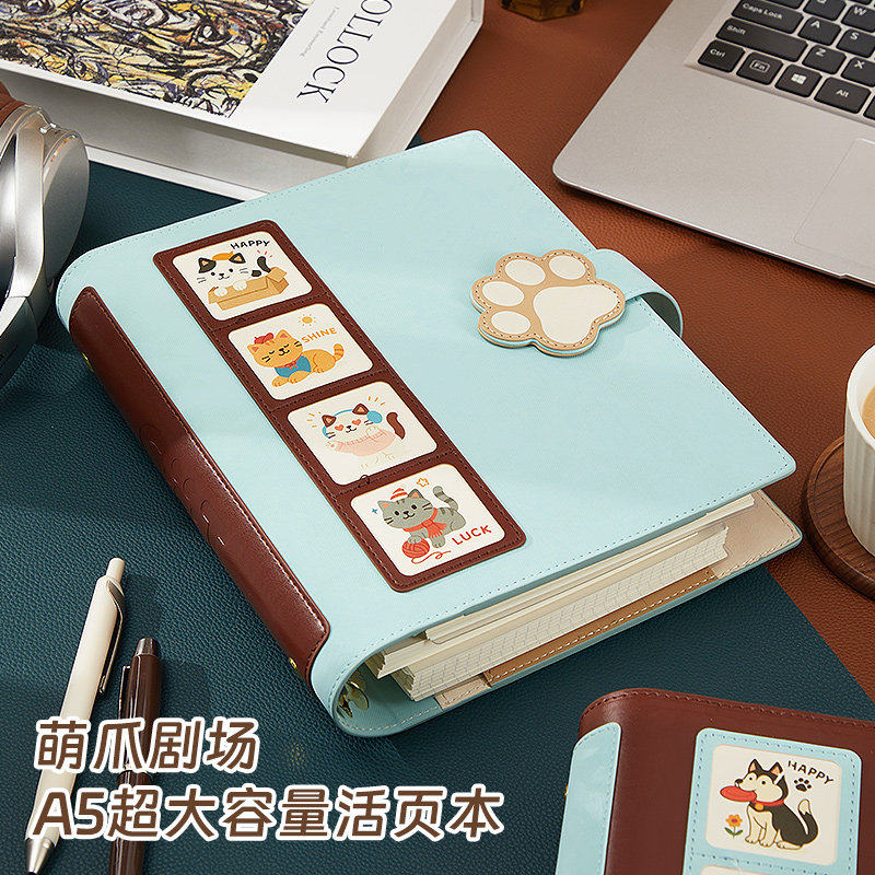 治愈系猫狗宠物活页本 高颜值可爱手帐本 空白横线网格三合一内页可替换 记录空白本 实用笔记本本子礼物