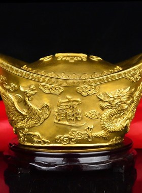 铜金元宝摆件大号存钱罐聚宝盆家居装饰礼品工艺品摆件装饰用品